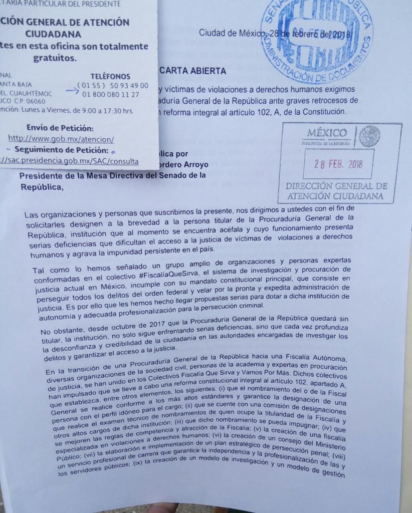 Fotografía de acuse de recibo